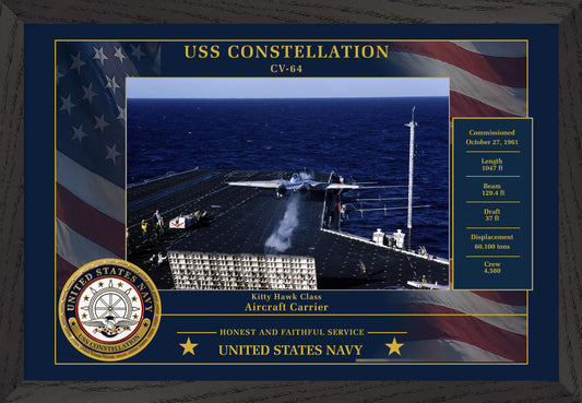 USS Constellation CV-64 Framed Patriotic Photo