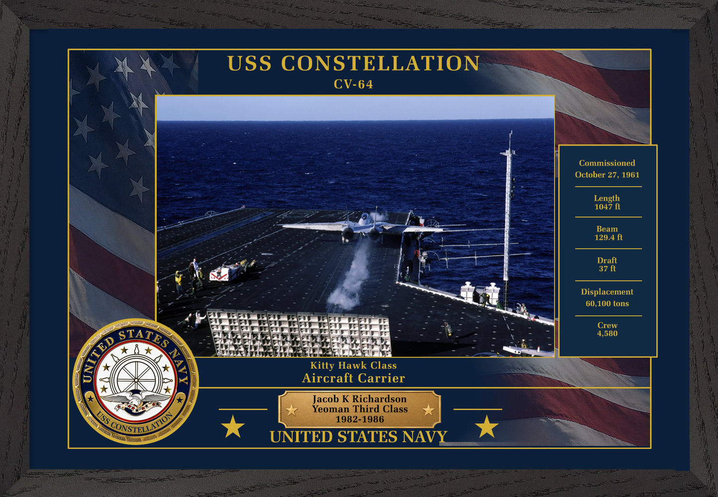 USS Constellation CV-64 Framed Patriotic Photo