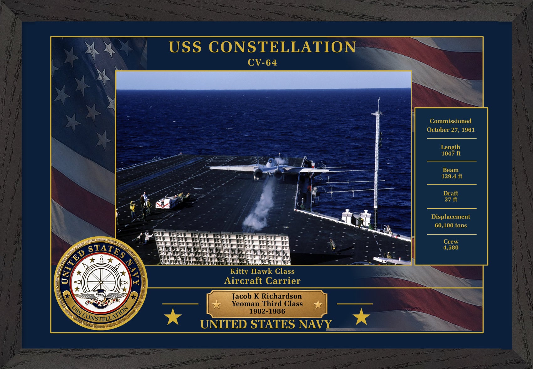 USS Constellation CV-64 Framed Patriotic Photo