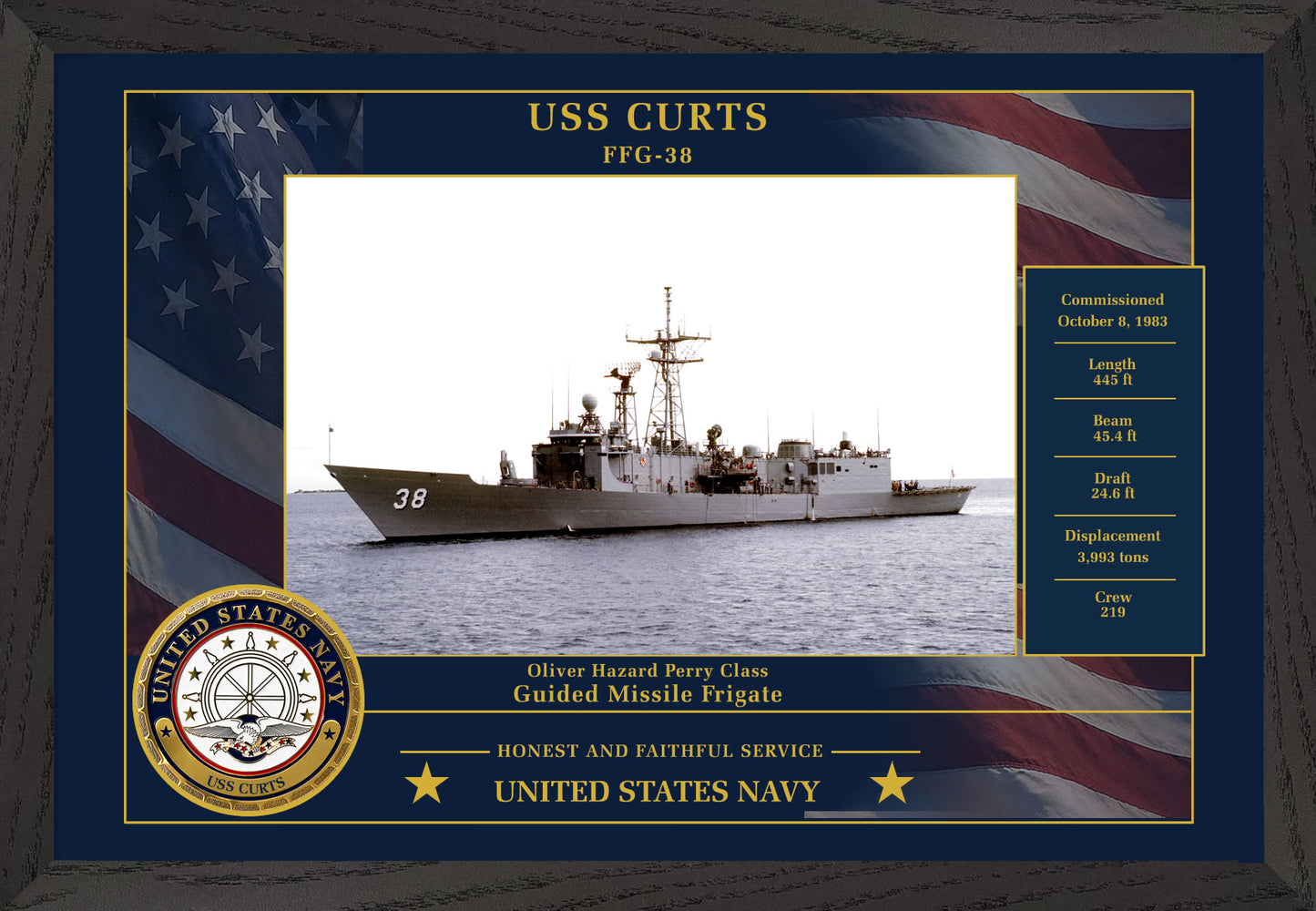 USS Curts FFG-38 Framed Patriotic Photo