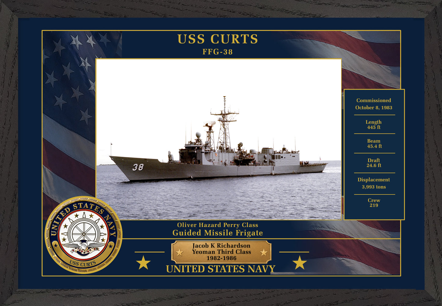 USS Curts FFG-38 Framed Patriotic Photo