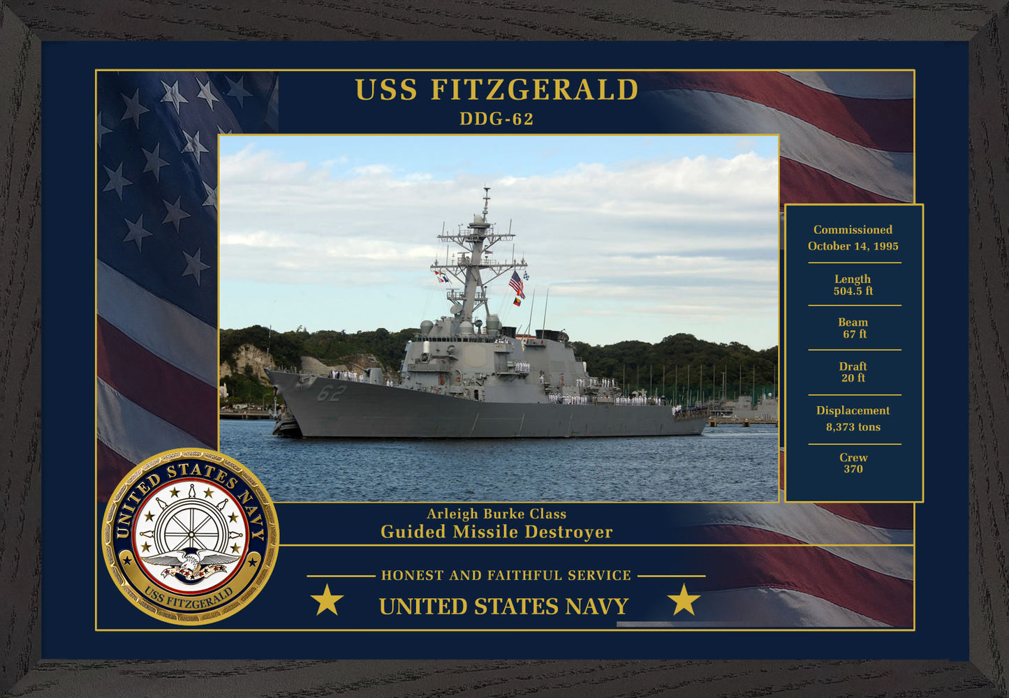 USS Fitzgerald DDG-62 Framed Patriotic Photo