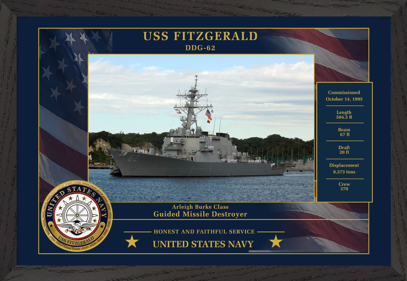USS Fitzgerald DDG-62 Framed Patriotic Photo