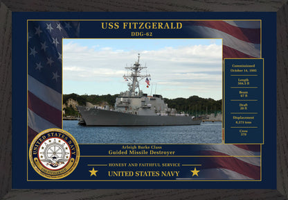 USS Fitzgerald DDG-62 Framed Patriotic Photo