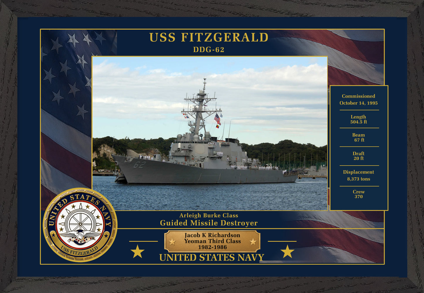 USS Fitzgerald DDG-62 Framed Patriotic Photo
