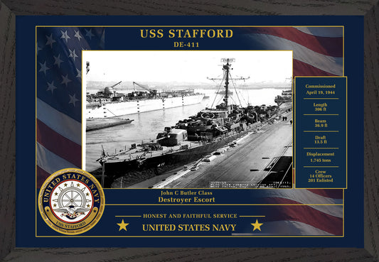 USS Stafford DE-411 Framed Patriotic Photo