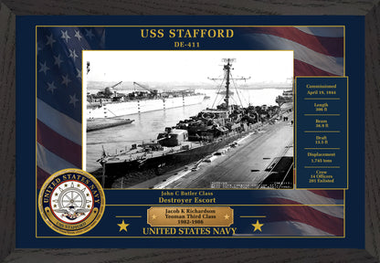 USS Stafford DE-411 Framed Patriotic Photo