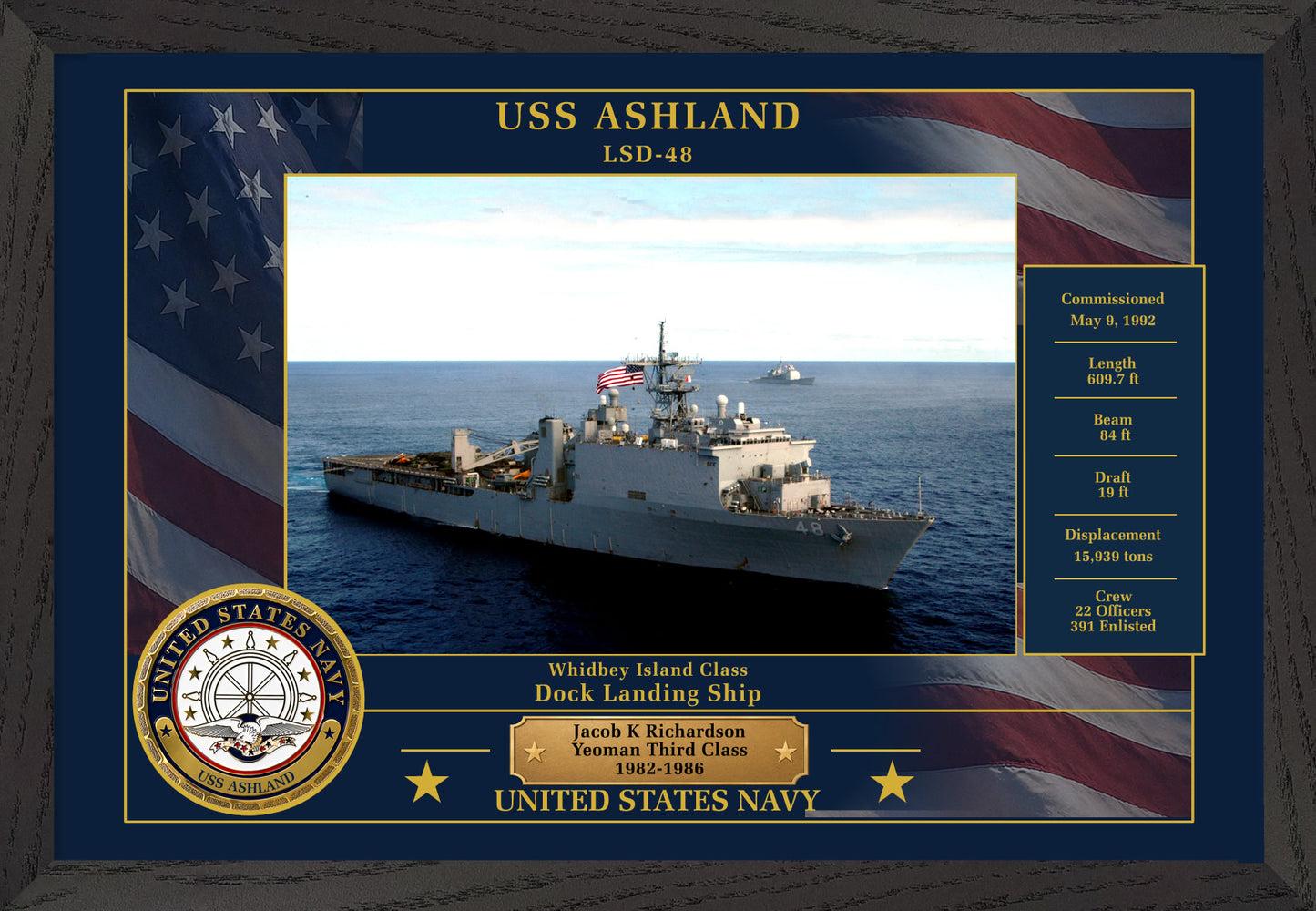USS Ashland LSD-48 Framed Patriotic Photo