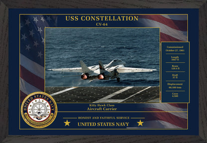 USS Constellation CV-64 Framed Patriotic Photo