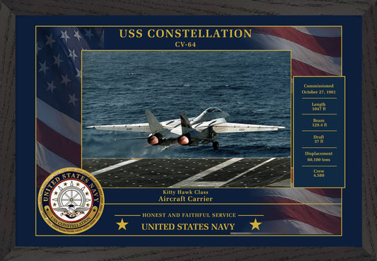USS Constellation CV-64 Framed Patriotic Photo