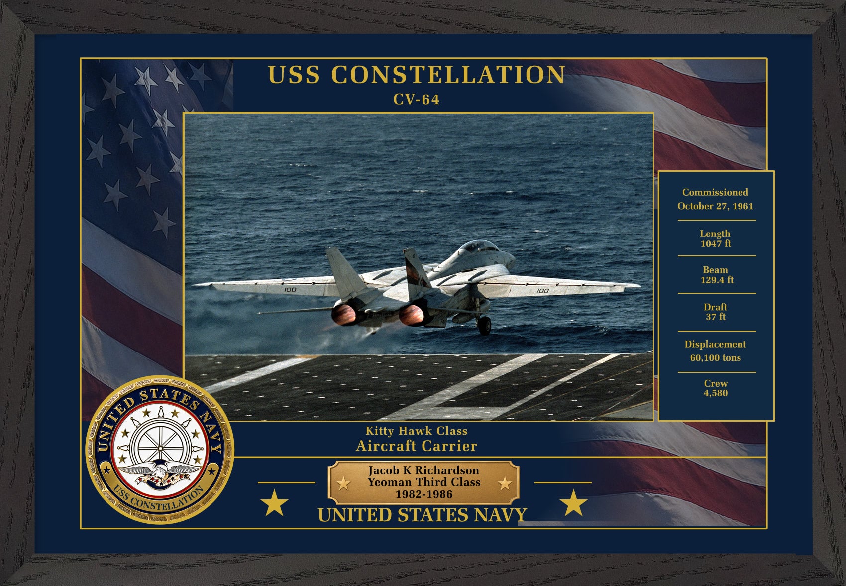 USS Constellation CV-64 Framed Patriotic Photo