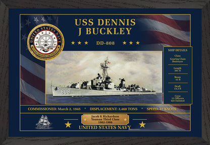 USS Dennis J Buckley DD-808 Framed Patriotic Art
