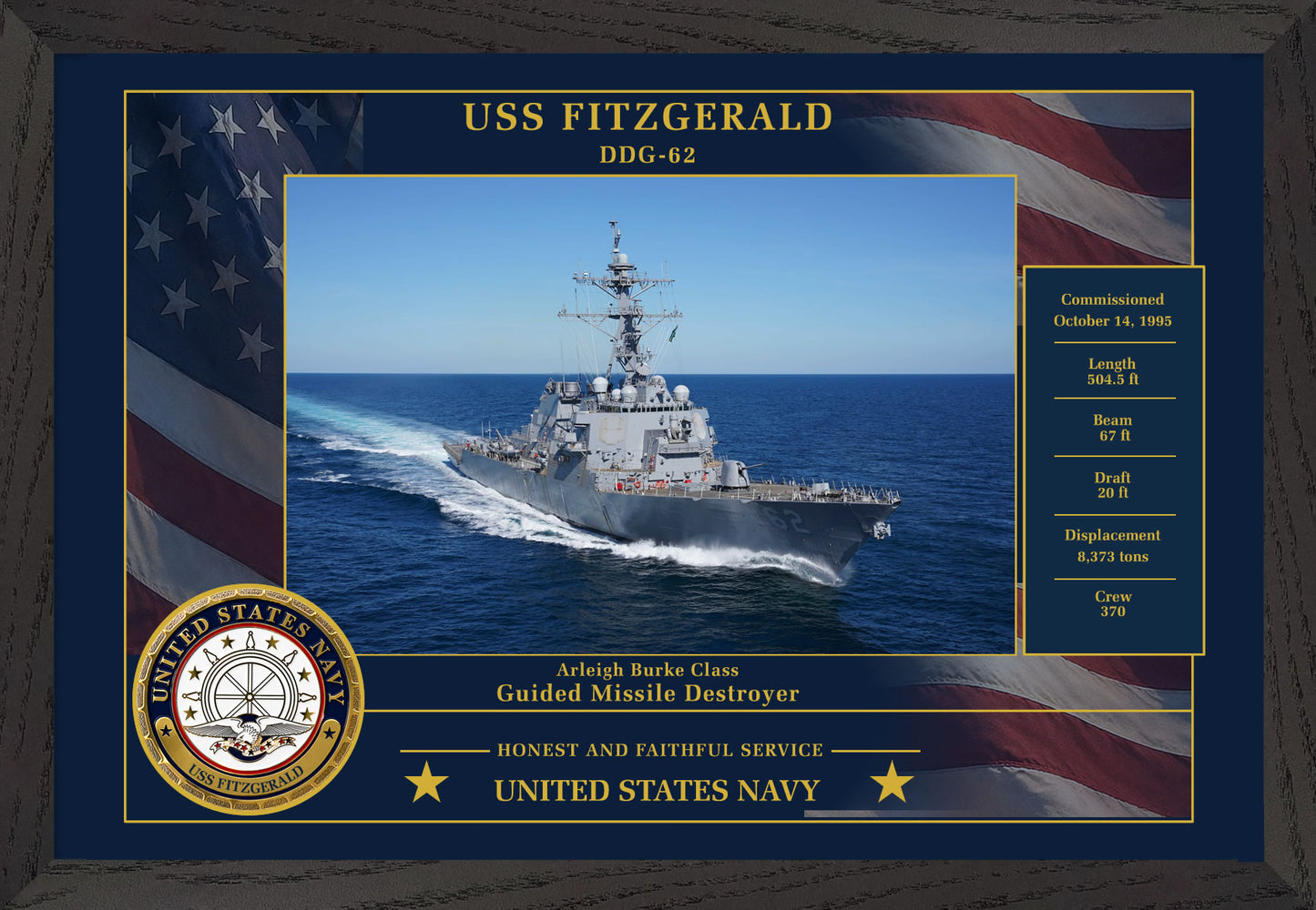 USS Fitzgerald DDG-62 Framed Patriotic Photo