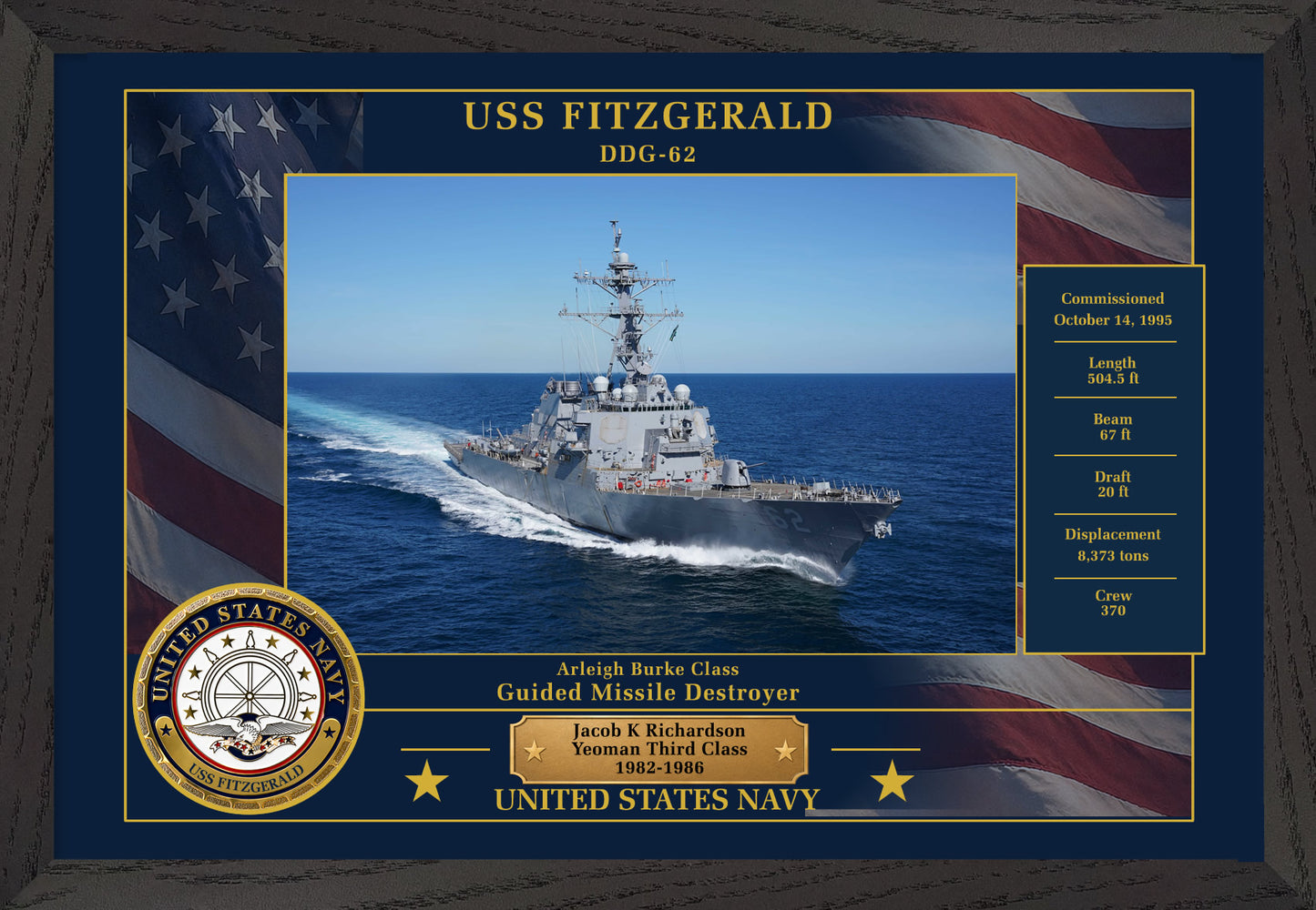 USS Fitzgerald DDG-62 Framed Patriotic Photo