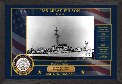 USS Leray Wilson DE-414 Framed Patriotic Photo