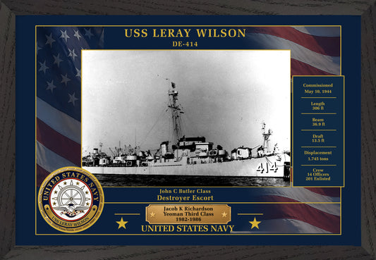 USS Leray Wilson DE-414 Framed Patriotic Photo