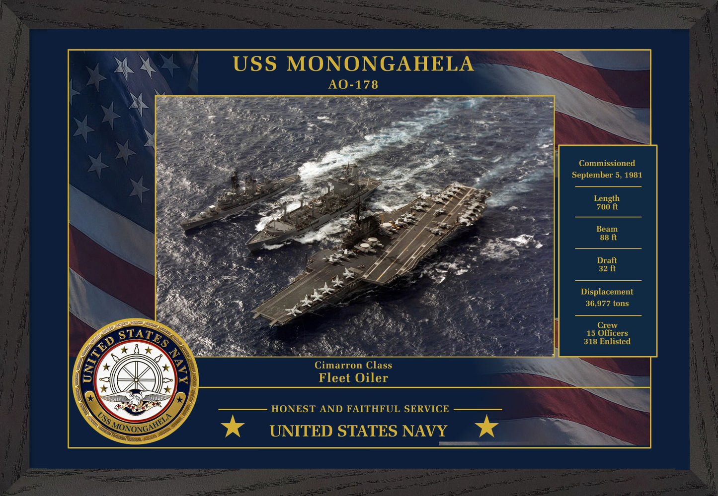 USS Monongahela AO-178 Framed Patriotic Photo