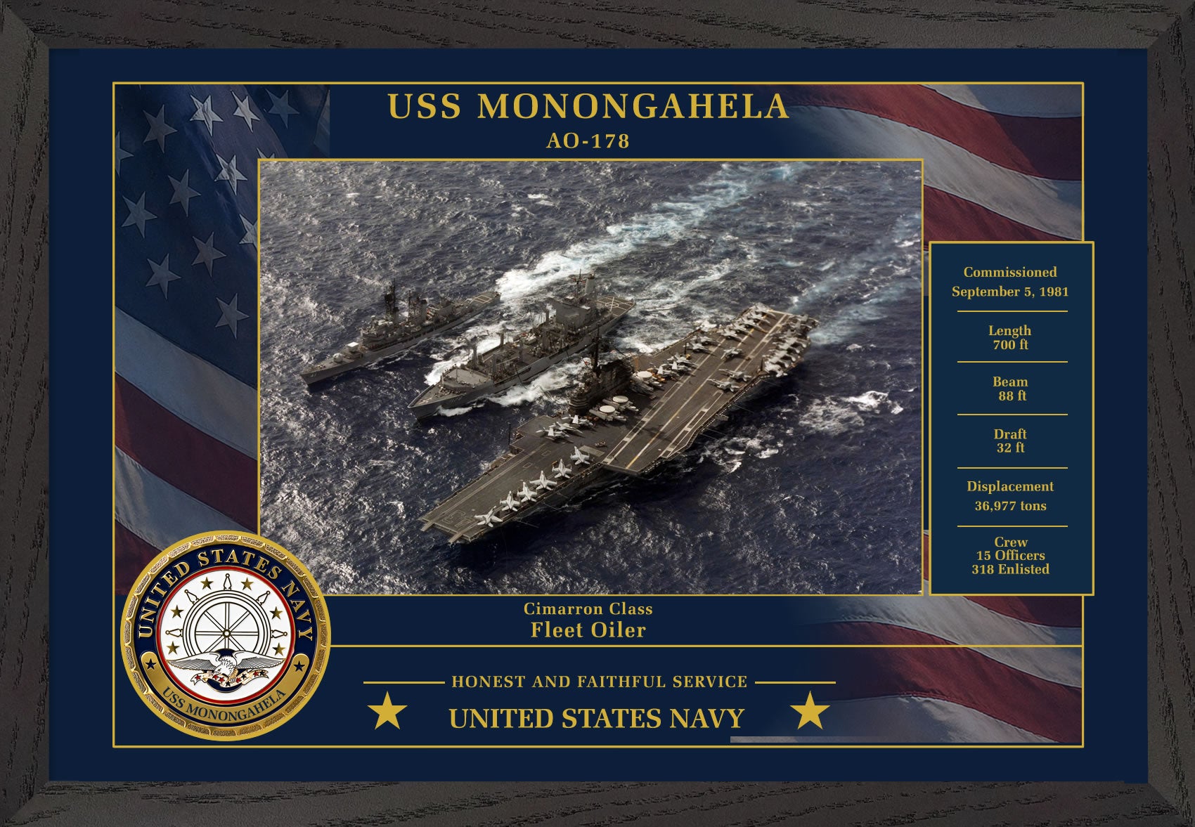 USS Monongahela AO-178 Framed Patriotic Photo