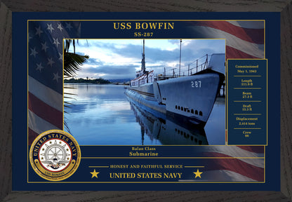 USS Bowfin SS-287 Framed Patriotic Photo