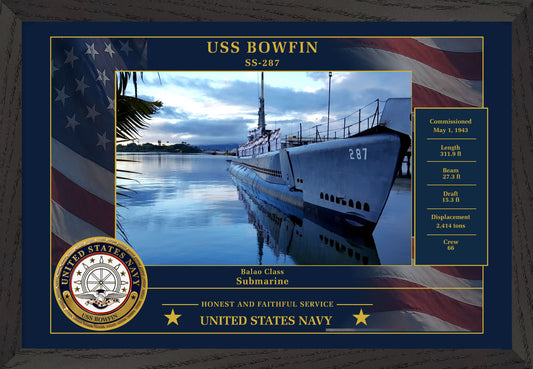 USS Bowfin SS-287 Framed Patriotic Photo