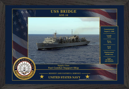 USS Bridge AOE-10 Framed Patriotic Photo