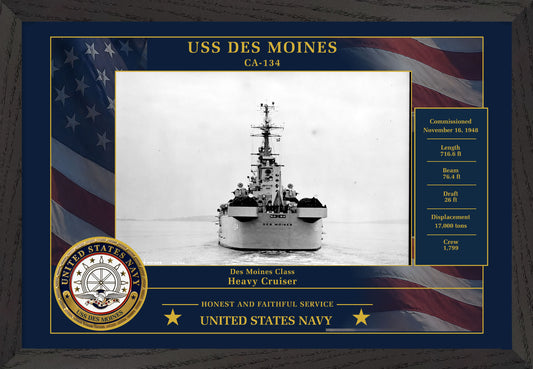 USS Des Moines CA-134 Framed Patriotic Photo