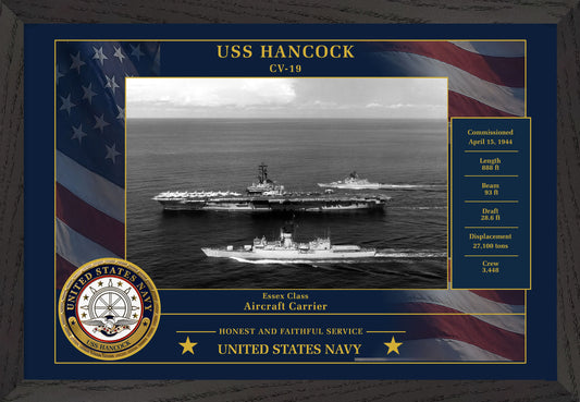 USS Hancock CV-19 Framed Patriotic Photo