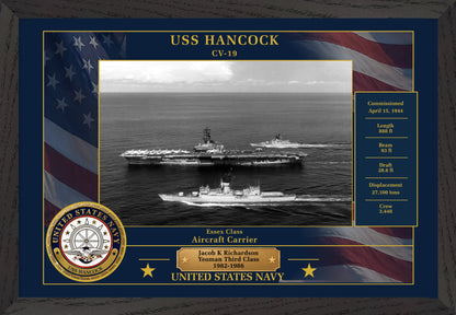 USS Hancock CV-19 Framed Patriotic Photo