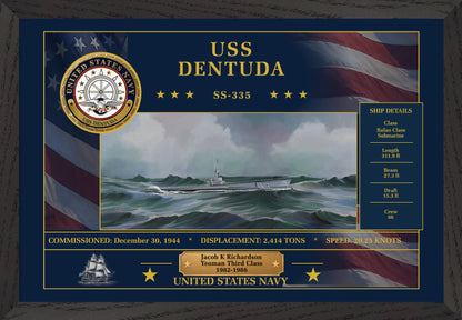 USS Dentuda SS-335 Framed Patriotic Art