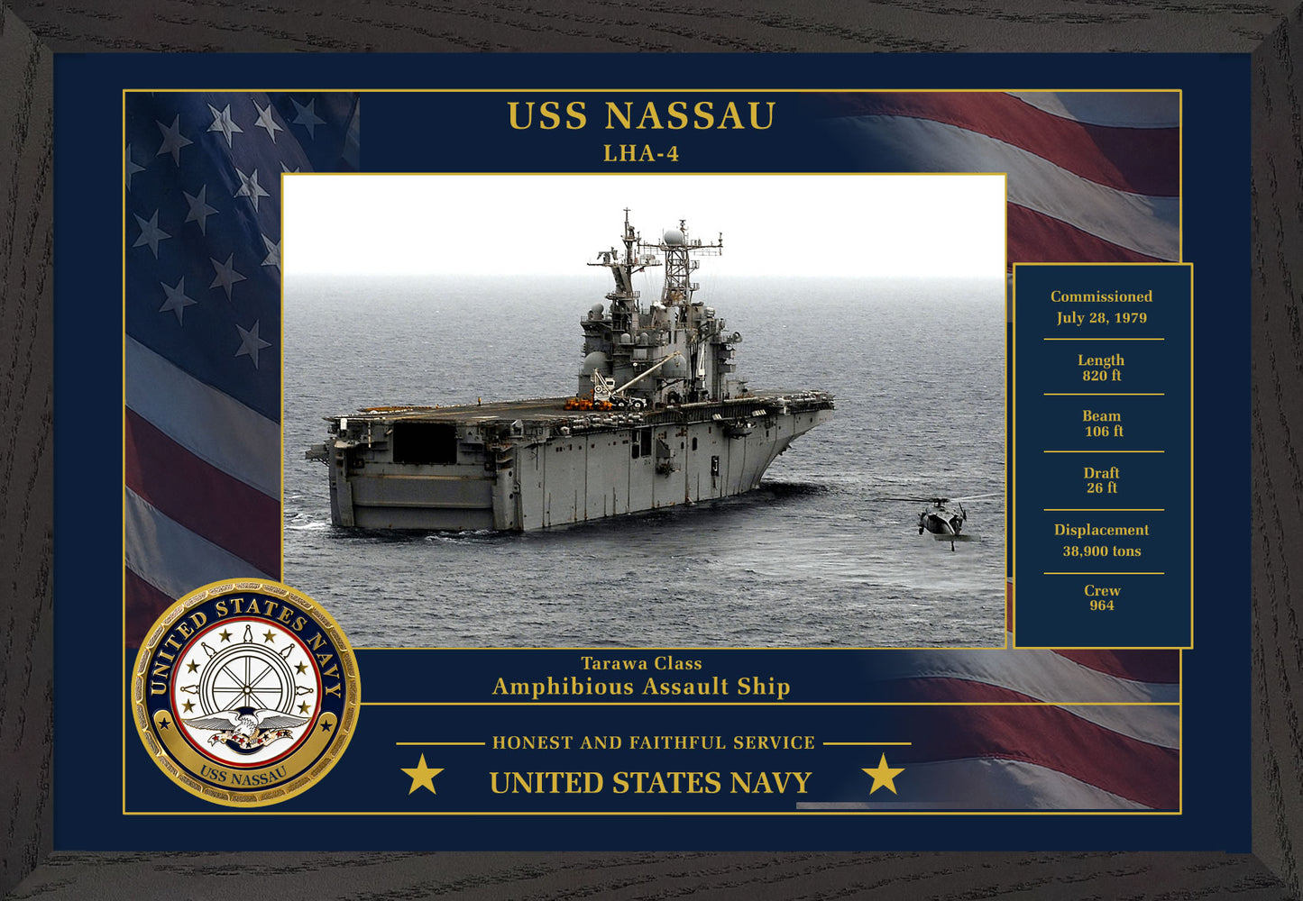 USS Nassau LHA-4 Framed Patriotic Photo
