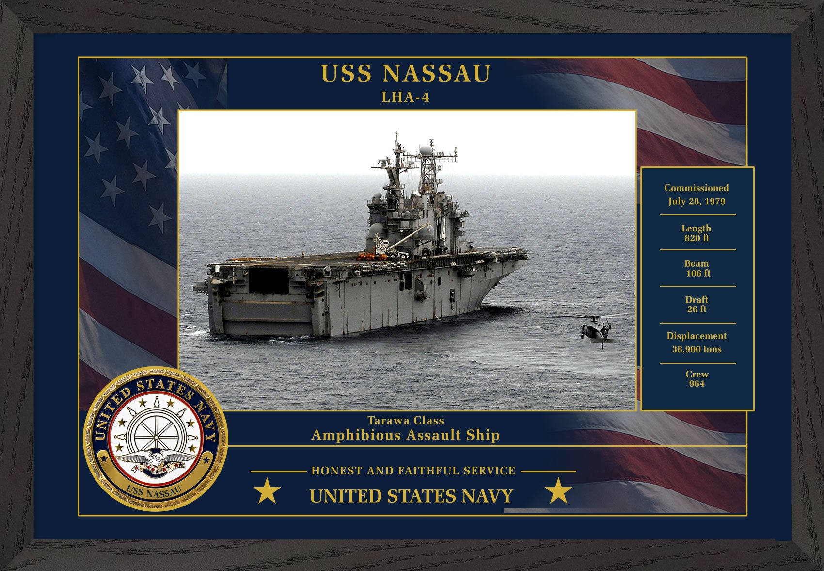 USS Nassau LHA-4 Framed Patriotic Photo