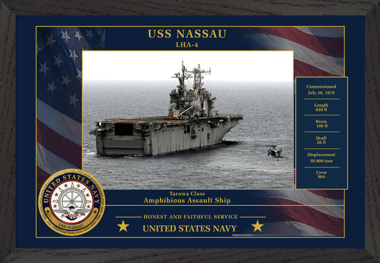 USS Nassau LHA-4 Framed Patriotic Photo