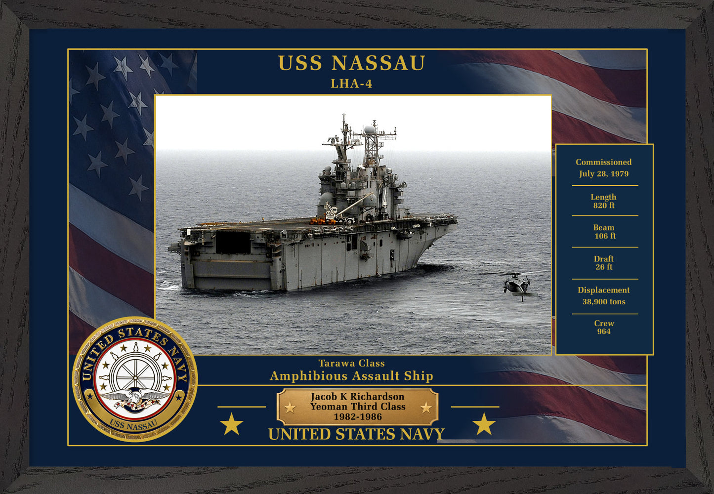 USS Nassau LHA-4 Framed Patriotic Photo