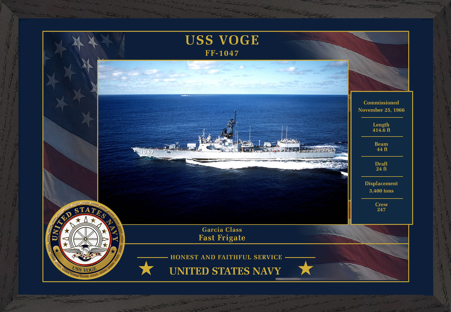 USS Voge FF-1047 Framed Patriotic Photo