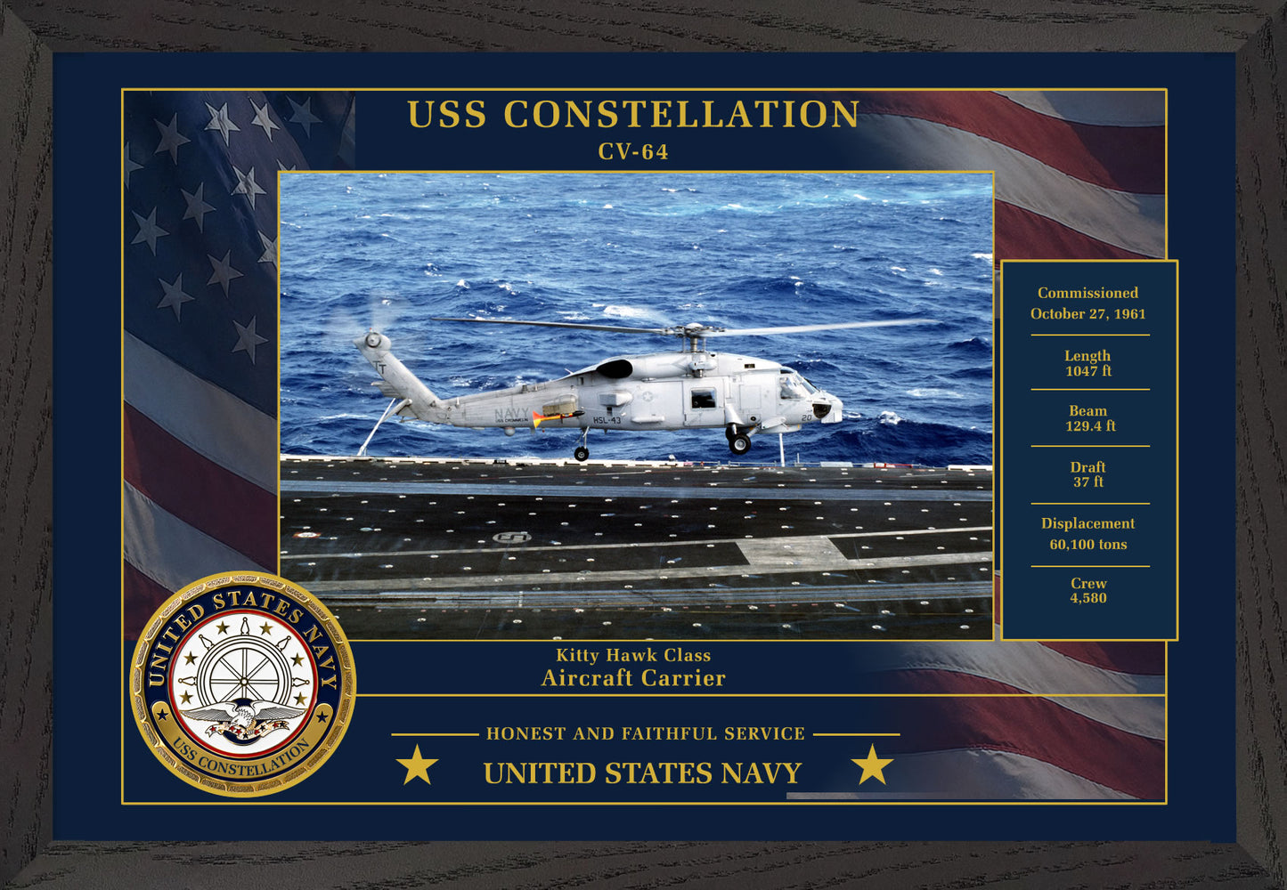 USS Constellation CV-64 Framed Patriotic Photo