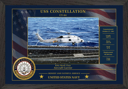 USS Constellation CV-64 Framed Patriotic Photo