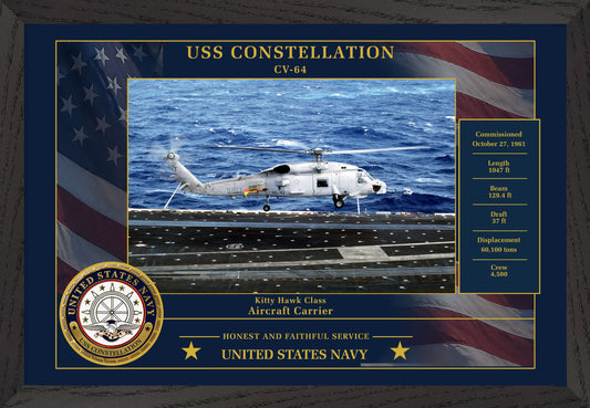 USS Constellation CV-64 Framed Patriotic Photo