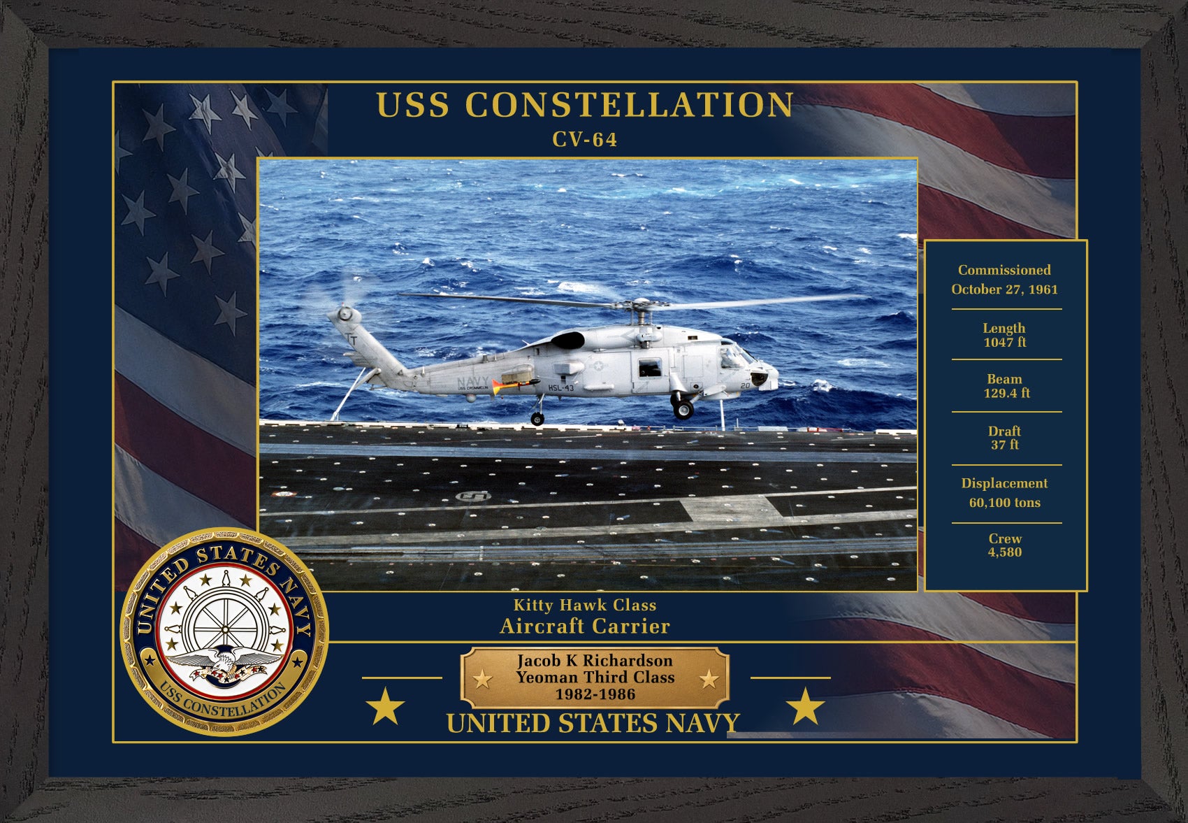 USS Constellation CV-64 Framed Patriotic Photo