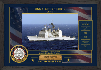 USS Gettysburg CG-64 Framed Patriotic Photo
