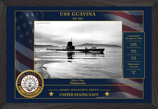 USS Guavina SS-362 Framed Patriotic Photo