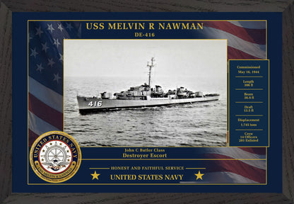 USS Melvin R Nawman DE-416 Framed Patriotic Photo