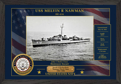 USS Melvin R Nawman DE-416 Framed Patriotic Photo
