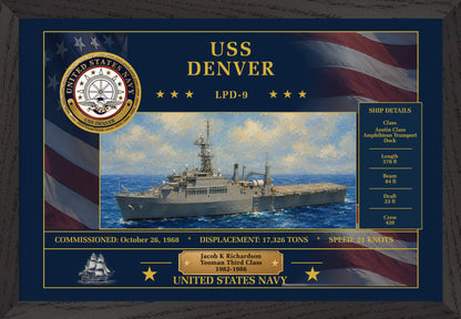 USS Denver LPD-9 Framed Patriotic Art