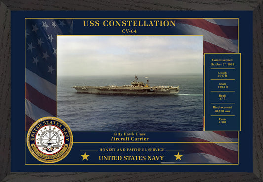 USS Constellation CV-64 Framed Patriotic Photo
