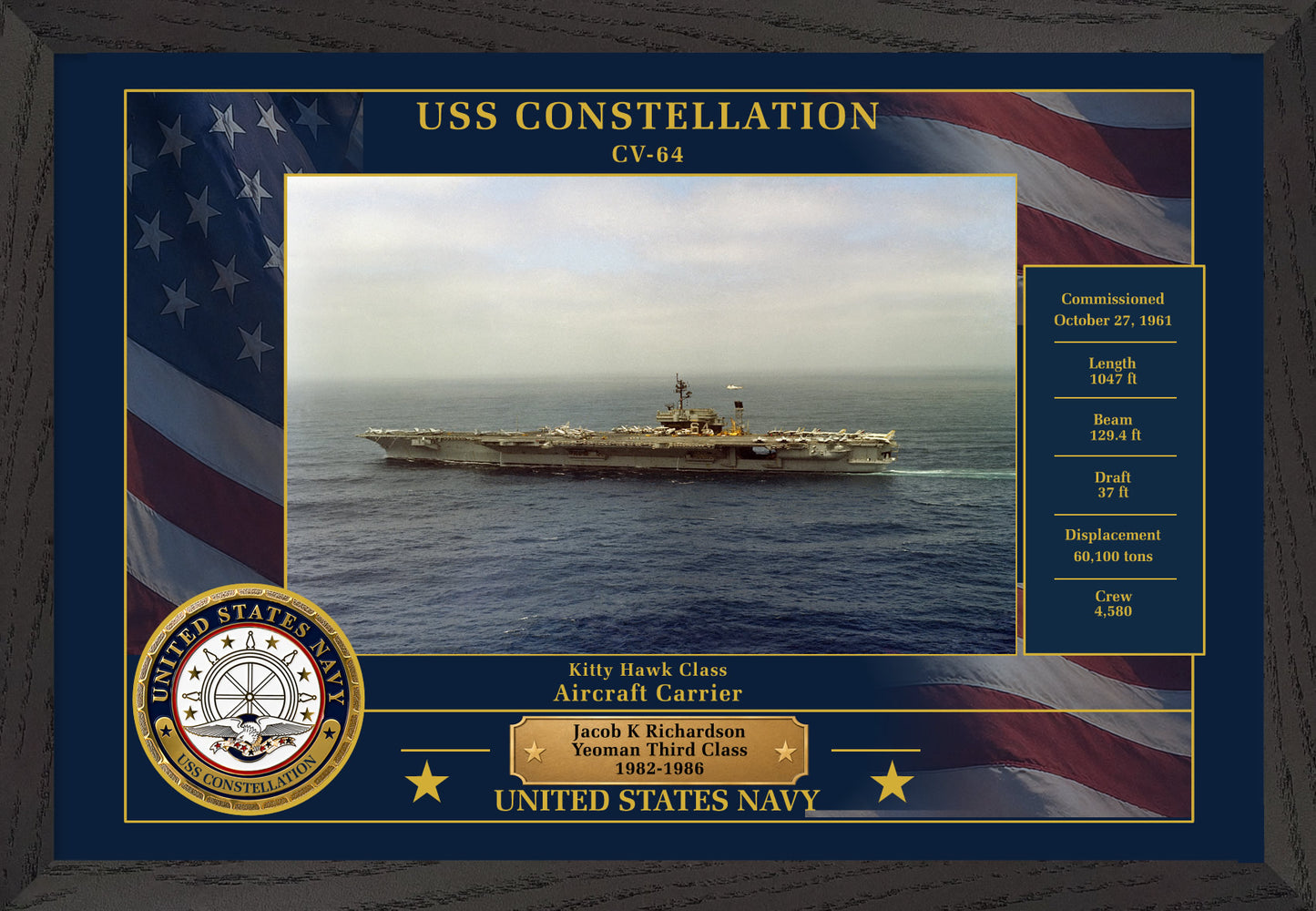 USS Constellation CV-64 Framed Patriotic Photo