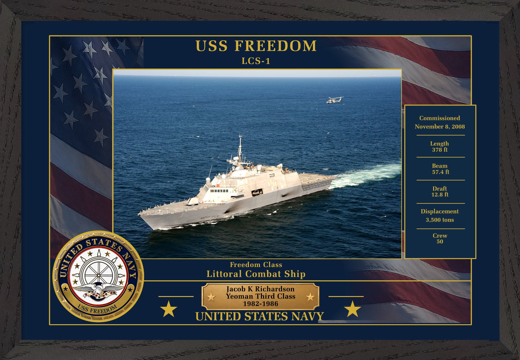 USS Freedom LCS-1 Framed Patriotic Photo