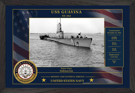 USS Guavina SS-362 Framed Patriotic Photo