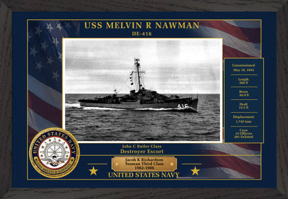 USS Melvin R Nawman DE-416 Framed Patriotic Photo
