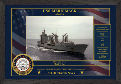 USS Merrimack AO-179 Framed Patriotic Photo