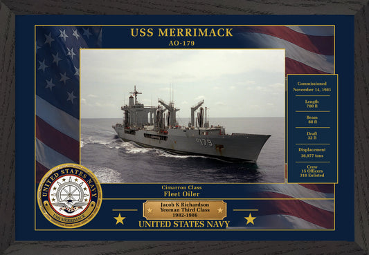 USS Merrimack AO-179 Framed Patriotic Photo